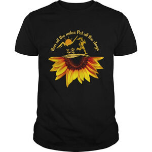 Run All The Miles Pet All The Dogs Sunflower Dog Lover Gift Tshirt